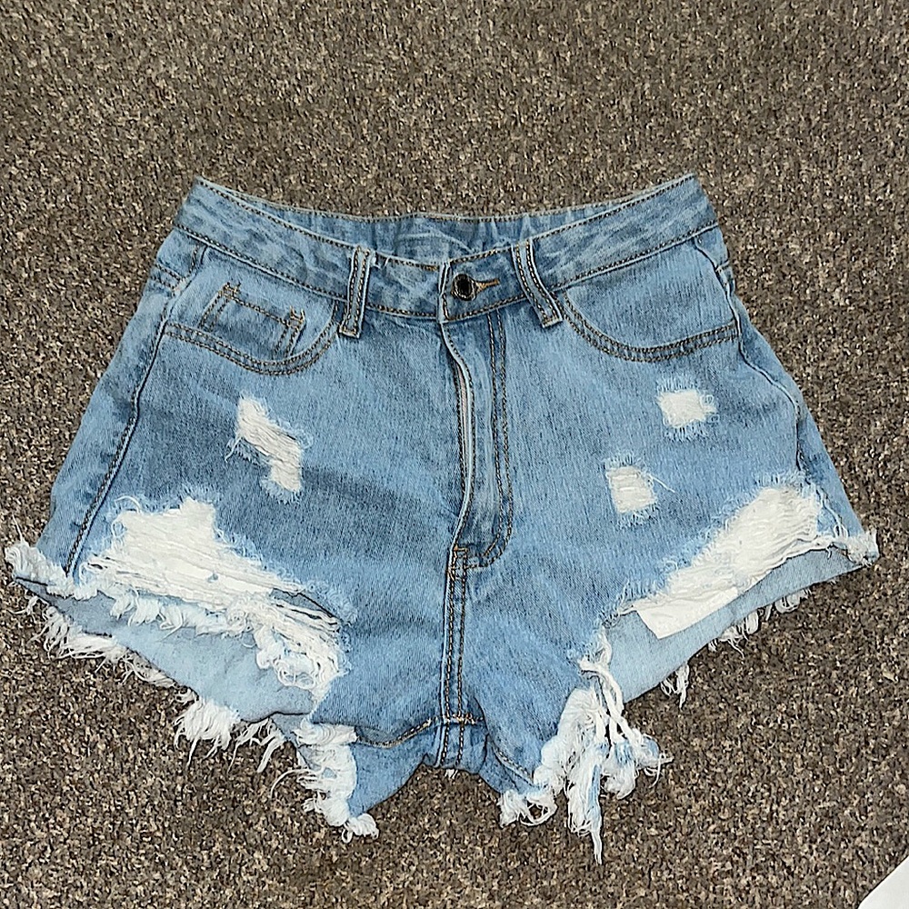 Ripped Raw Denim Short